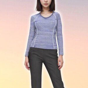 ICEBREAKER Women's New Zealand Merino Bodyfit+ 200 Long Sleeve Top Sz XS Striped